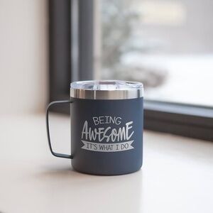 Being Awesome Navy Insulated Travel Mug with Handle